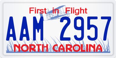 NC license plate AAM2957