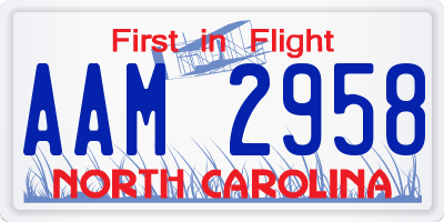 NC license plate AAM2958