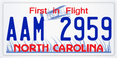 NC license plate AAM2959