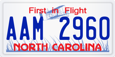 NC license plate AAM2960
