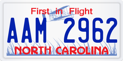 NC license plate AAM2962