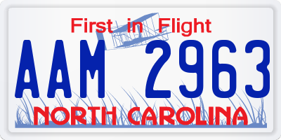 NC license plate AAM2963