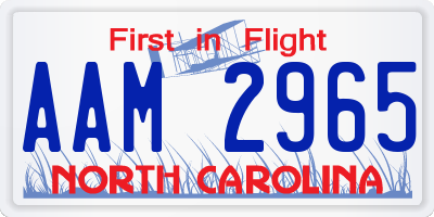 NC license plate AAM2965