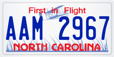 NC license plate AAM2967
