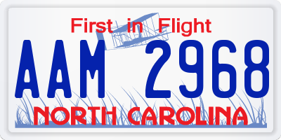 NC license plate AAM2968