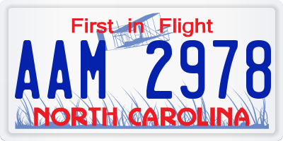 NC license plate AAM2978