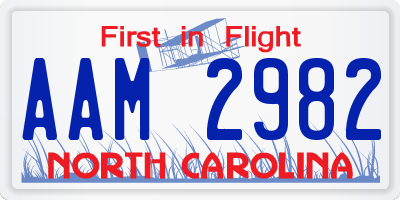 NC license plate AAM2982