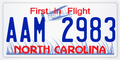 NC license plate AAM2983