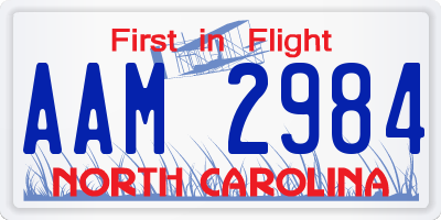 NC license plate AAM2984