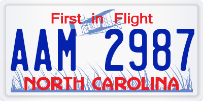 NC license plate AAM2987