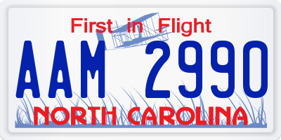NC license plate AAM2990