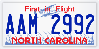 NC license plate AAM2992