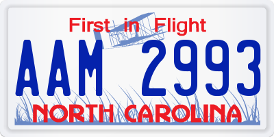NC license plate AAM2993
