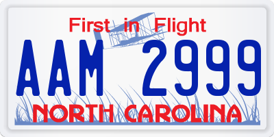 NC license plate AAM2999