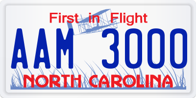 NC license plate AAM3000