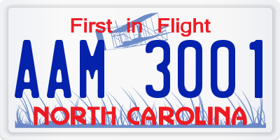 NC license plate AAM3001