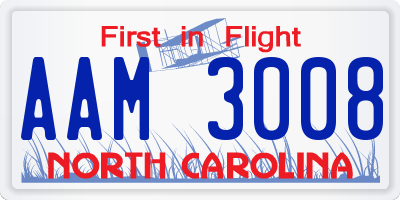 NC license plate AAM3008