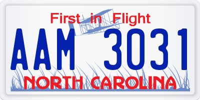 NC license plate AAM3031