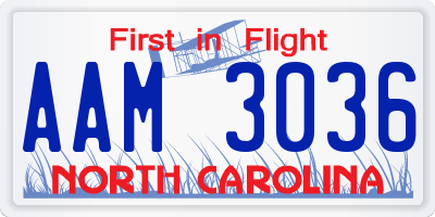 NC license plate AAM3036