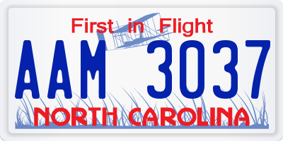 NC license plate AAM3037