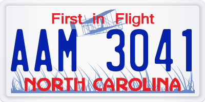 NC license plate AAM3041
