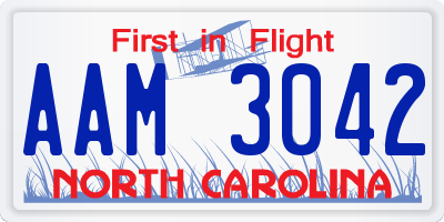 NC license plate AAM3042