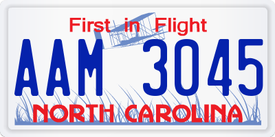 NC license plate AAM3045