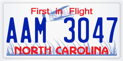 NC license plate AAM3047