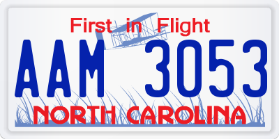 NC license plate AAM3053