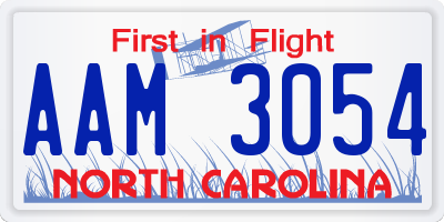 NC license plate AAM3054