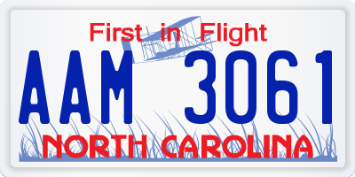 NC license plate AAM3061