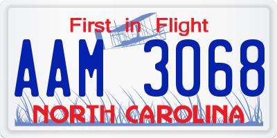 NC license plate AAM3068