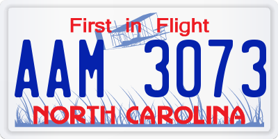 NC license plate AAM3073
