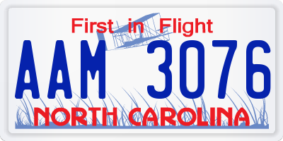 NC license plate AAM3076