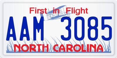 NC license plate AAM3085