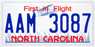NC license plate AAM3087