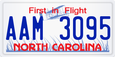 NC license plate AAM3095