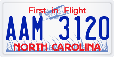 NC license plate AAM3120