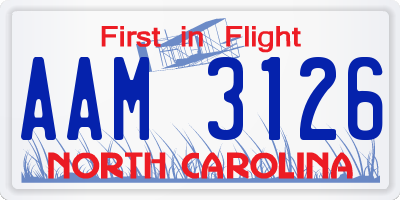 NC license plate AAM3126