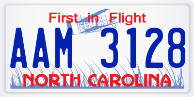 NC license plate AAM3128