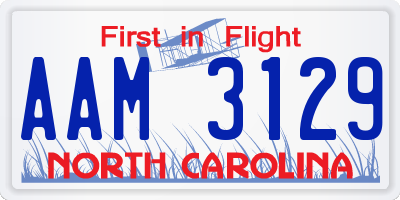 NC license plate AAM3129