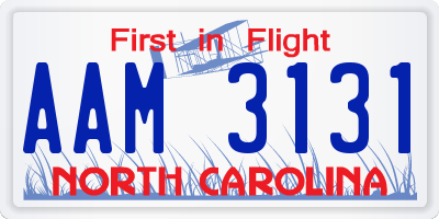 NC license plate AAM3131