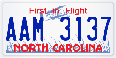 NC license plate AAM3137
