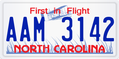 NC license plate AAM3142