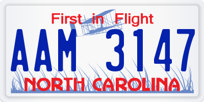 NC license plate AAM3147
