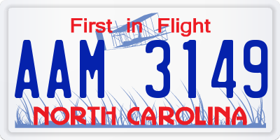 NC license plate AAM3149