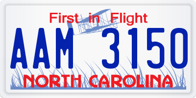 NC license plate AAM3150