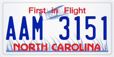 NC license plate AAM3151