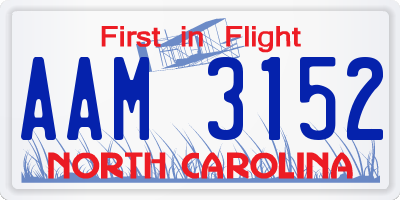 NC license plate AAM3152