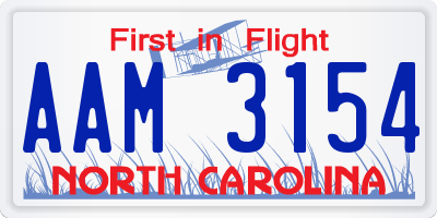 NC license plate AAM3154